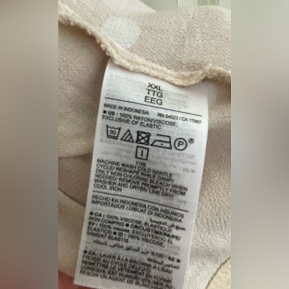 Old Navy Polka Dot Maxi Dress Womens Beige White Smocked Side Slit Slip Size XXL - Picture 5 of 7